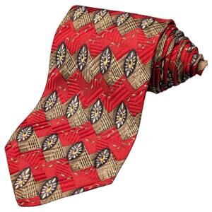 Robert Talbott Best of Class Silk Tie 57" Red Geometric Floral Italy Necktie VTG